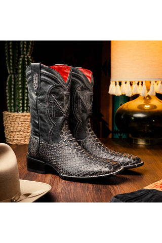 Marco Di Milano Missouri Stone White Exotic Python Skin Cowboy Boot (MDM1242)-AmbrogioShoes