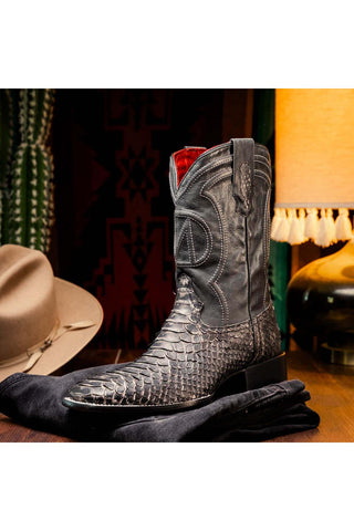Marco Di Milano Missouri Stone White Exotic Python Skin Cowboy Boot (MDM1242)-AmbrogioShoes