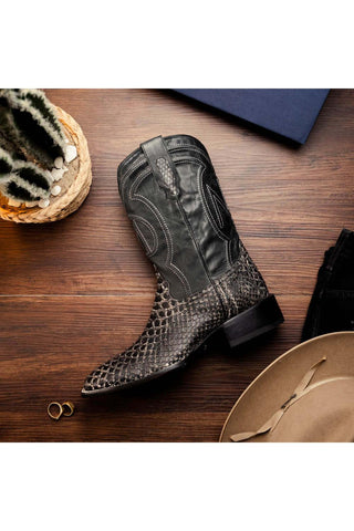 Marco Di Milano Missouri Stone White Exotic Python Skin Cowboy Boot (MDM1242)-AmbrogioShoes