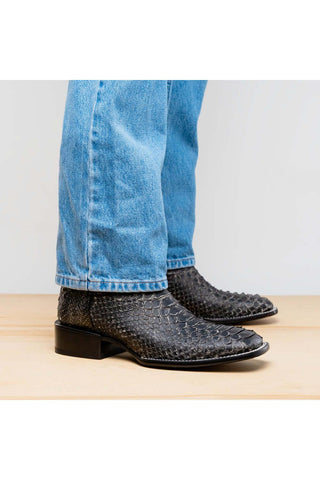 Marco Di Milano Missouri Stone White Exotic Python Skin Cowboy Boot (MDM1242)-AmbrogioShoes