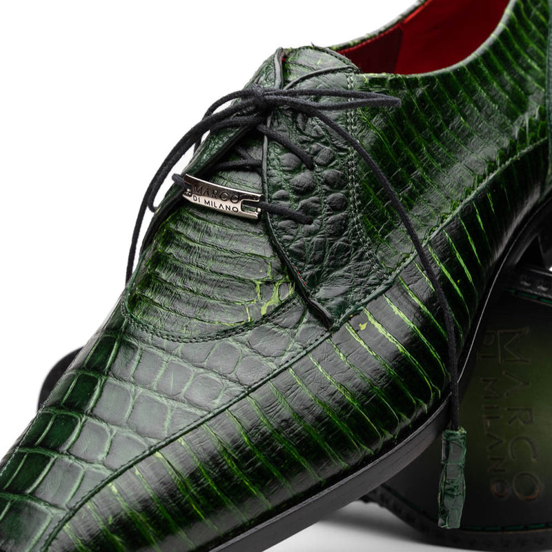 Marco Di Milano Moncalieri Green Genuine Alligator / Cobra Skin Dress Derby OXfords (MDM1101)-AmbrogioShoes