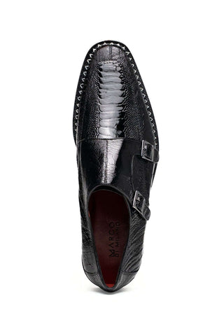 Marco Di Milano Napoli Ostrich Double Monk-Strap - Black-AmbrogioShoes