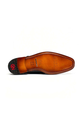 Marco Di Milano Napoli Ostrich Double Monk-Strap - Black-AmbrogioShoes