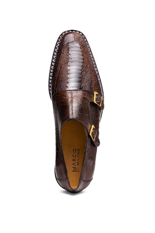Marco Di Milano Napoli Ostrich Double Monk-Strap - Brown-AmbrogioShoes