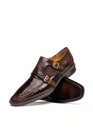 Marco Di Milano Napoli Ostrich Double Monk-Strap - Brown-AmbrogioShoes