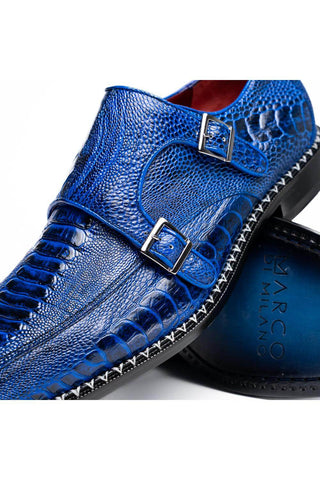 Marco Di Milano Napoli Ostrich Double Monk-Strap - Electric Blue-AmbrogioShoes