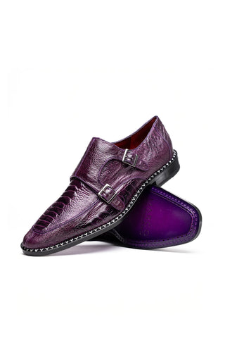 Marco Di Milano Napoli Ostrich Double Monk-Strap - Purple-AmbrogioShoes
