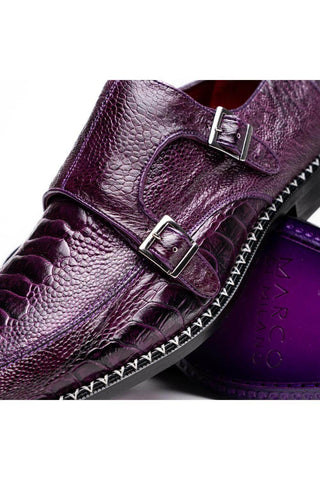 Marco Di Milano Napoli Ostrich Double Monk-Strap - Purple-AmbrogioShoes