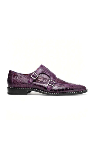 Marco Di Milano Napoli Ostrich Double Monk-Strap - Purple-AmbrogioShoes