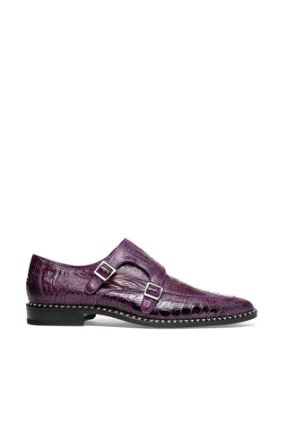 Marco Di Milano Napoli Ostrich Double Monk-Strap - Purple-AmbrogioShoes