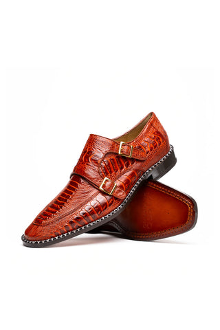 Marco Di Milano Napoli Ostrich Double Monk-Strap - Rustic Cognac-AmbrogioShoes