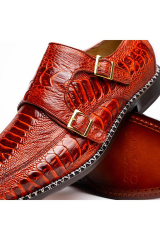 Marco Di Milano Napoli Ostrich Double Monk-Strap - Rustic Cognac-AmbrogioShoes