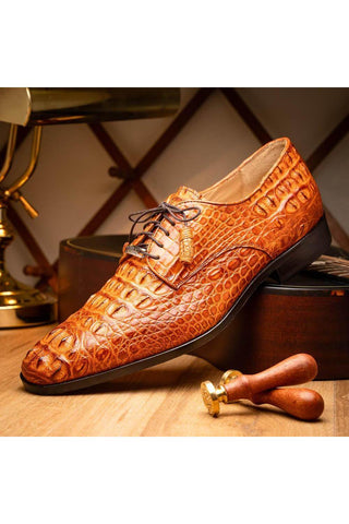 Marco Di Milano Nilo Brandy Exotic Crocodile Derby (MDM1186)-AmbrogioShoes