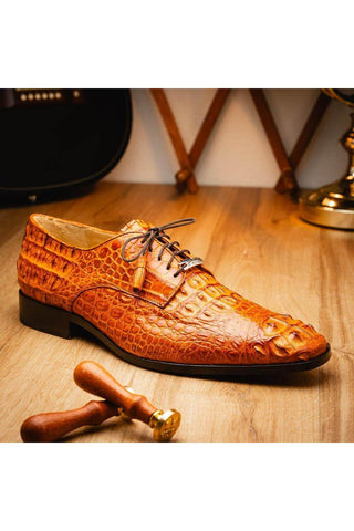 Marco Di Milano Nilo Brandy Exotic Crocodile Derby (MDM1186)-AmbrogioShoes
