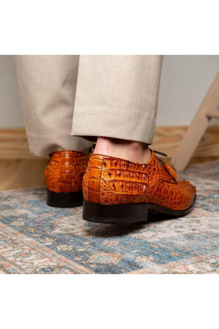 Marco Di Milano Nilo Brandy Exotic Crocodile Derby (MDM1186)-AmbrogioShoes