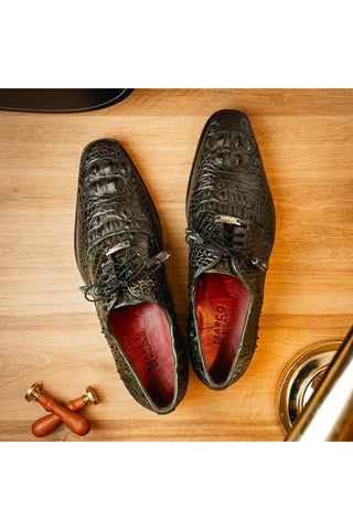 Marco Di Milano Nilo Green Exotic Crocodile Derby (MDM1186)-AmbrogioShoes
