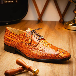 Marco Di Milano Nilo Men's Shoes Brandy Exotic Crocodile Derby (MDM1186)-AmbrogioShoes