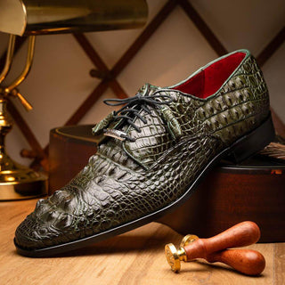 Marco Di Milano Nilo Men's Shoes Green Exotic Crocodile Derby (MDM1186)-AmbrogioShoes