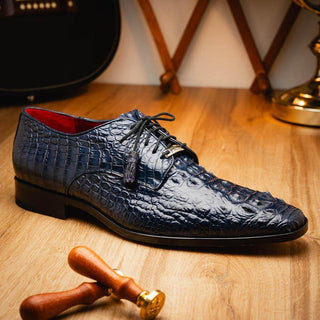 Marco Di Milano Nilo Men's Shoes Navy Exotic Crocodile Derby (MDM1186)-AmbrogioShoes
