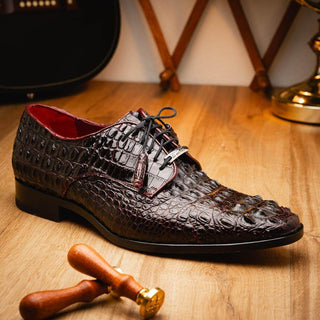 Marco Di Milano Nilo Men's Shoes Wine Exotic Crocodile Derby (MDM1186)-AmbrogioShoes