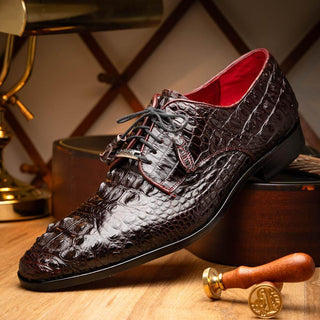 Marco Di Milano Nilo Men's Shoes Wine Exotic Crocodile Derby (MDM1186)-AmbrogioShoes