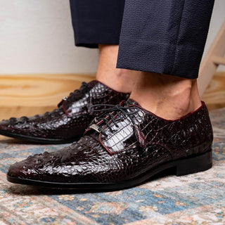 Marco Di Milano Nilo Men's Shoes Wine Exotic Crocodile Derby (MDM1186)-AmbrogioShoes