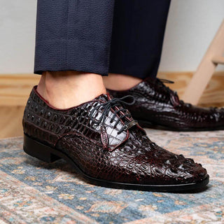 Marco Di Milano Nilo Men's Shoes Wine Exotic Crocodile Derby (MDM1186)-AmbrogioShoes