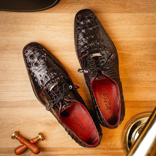 Marco Di Milano Nilo Men's Shoes Wine Exotic Crocodile Derby (MDM1186)-AmbrogioShoes