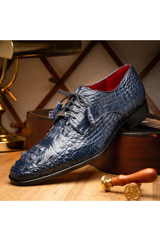 Marco Di Milano Nilo Navy Exotic Crocodile Derby (MDM1186)-AmbrogioShoes