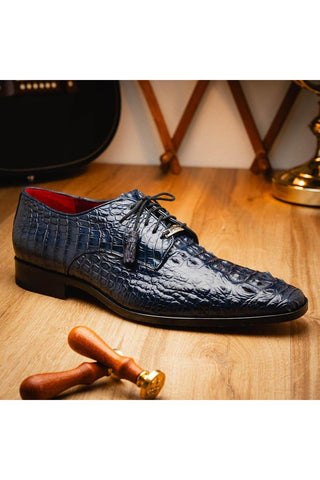 Marco Di Milano Nilo Navy Exotic Crocodile Derby (MDM1186)-AmbrogioShoes