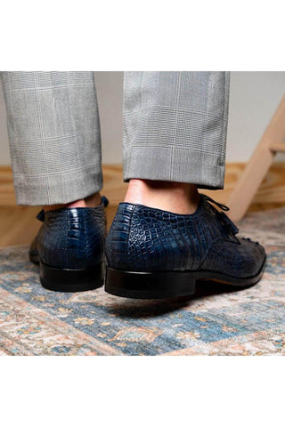 Marco Di Milano Nilo Navy Exotic Crocodile Derby (MDM1186)-AmbrogioShoes