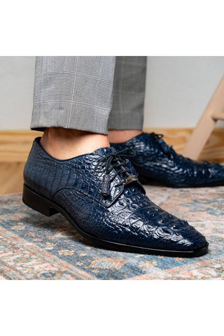 Marco Di Milano Nilo Navy Exotic Crocodile Derby (MDM1186)-AmbrogioShoes