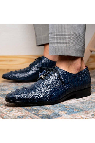 Marco Di Milano Nilo Navy Exotic Crocodile Derby (MDM1186)-AmbrogioShoes