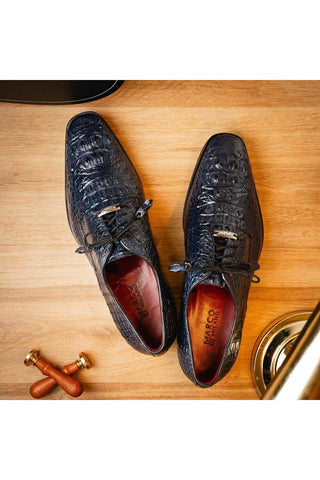 Marco Di Milano Nilo Navy Exotic Crocodile Derby (MDM1186)-AmbrogioShoes