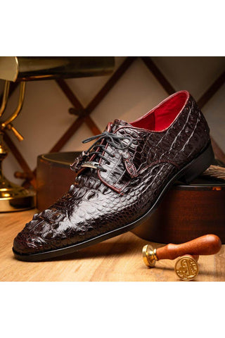 Marco Di Milano Nilo Wine Exotic Crocodile Derby (MDM1186)-AmbrogioShoes
