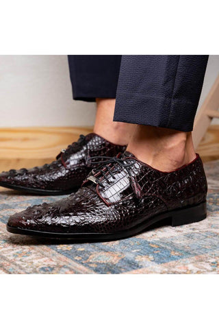 Marco Di Milano Nilo Wine Exotic Crocodile Derby (MDM1186)-AmbrogioShoes