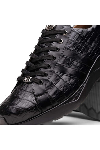 Marco Di Milano Nino Black Genuine Caiman Crocodile Fashion Sneaker (MDM1108)-AmbrogioShoes