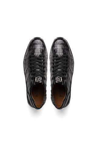 Marco Di Milano Nino Black Genuine Caiman Crocodile Fashion Sneaker (MDM1108)-AmbrogioShoes