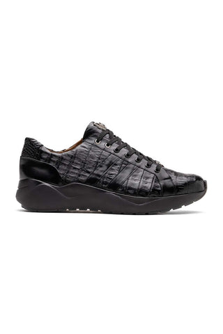 Marco Di Milano Nino Black Genuine Caiman Crocodile Fashion Sneaker (MDM1108)-AmbrogioShoes