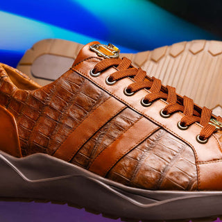 Marco Di Milano Nino Men's Shoes Bay Apache Genuine Caiman Crocodile Fashion Sneaker (MDM1107)-AmbrogioShoes