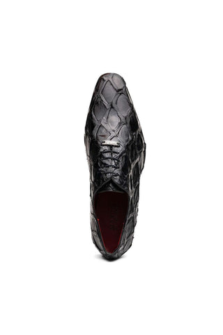 Marco Di Milano Olivieri Black Exotic Pirarucu Leather Whole cut Oxfords (MDM1201)-AmbrogioShoes