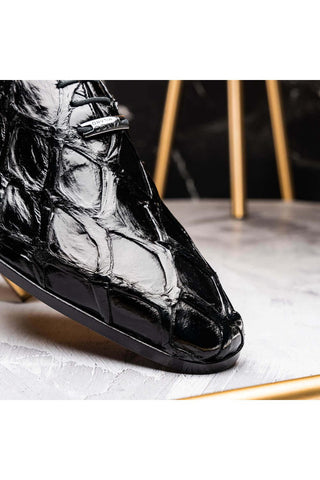 Marco Di Milano Olivieri Black Exotic Pirarucu Leather Whole cut Oxfords (MDM1201)-AmbrogioShoes