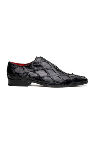Marco Di Milano Olivieri Black Exotic Pirarucu Leather Whole cut Oxfords (MDM1201)-AmbrogioShoes