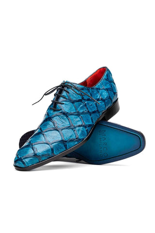 Marco Di Milano Olivieri Blue Exotic Pirarucu Leather Whole cut Oxfords (MDM1028)-AmbrogioShoes