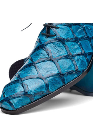 Marco Di Milano Olivieri Blue Exotic Pirarucu Leather Whole cut Oxfords (MDM1028)-AmbrogioShoes