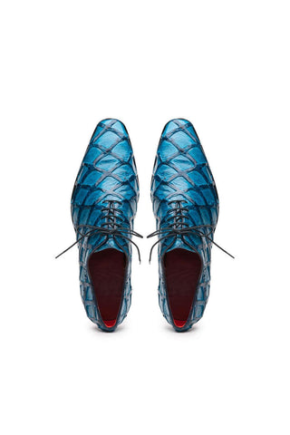Marco Di Milano Olivieri Blue Exotic Pirarucu Leather Whole cut Oxfords (MDM1028)-AmbrogioShoes