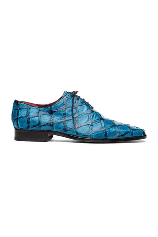 Marco Di Milano Olivieri Blue Exotic Pirarucu Leather Whole cut Oxfords (MDM1028)-AmbrogioShoes