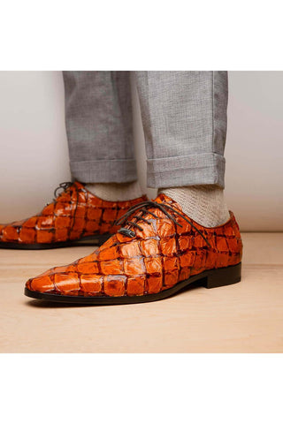 Marco Di Milano Olivieri Brandy Exotic Pirarucu Leather Whole cut Oxfords (MDM1028)-AmbrogioShoes