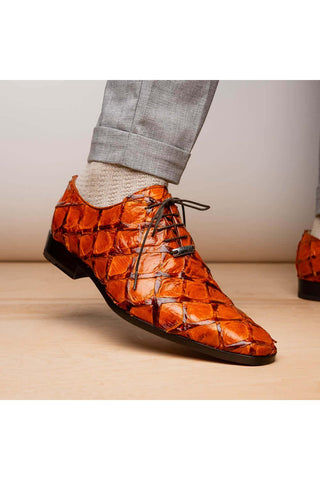 Marco Di Milano Olivieri Brandy Exotic Pirarucu Leather Whole cut Oxfords (MDM1028)-AmbrogioShoes