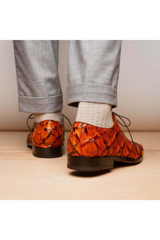 Marco Di Milano Olivieri Brandy Exotic Pirarucu Leather Whole cut Oxfords (MDM1028)-AmbrogioShoes